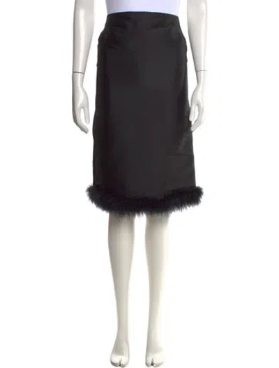 Pre-owned Sportmax Feather Trim Knee-length Skirt W/ Tags In Black