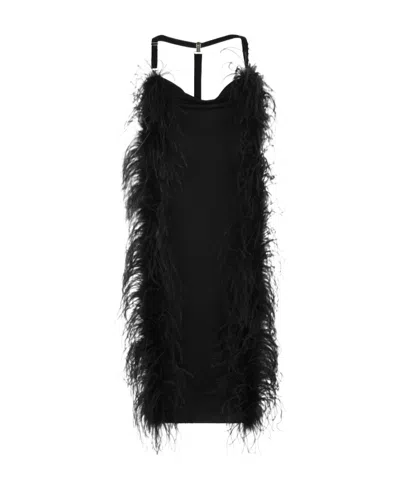 SPORTMAX FEATHER-TRIM MIDI DRESS
