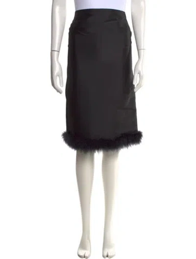 Pre-owned Sportmax Feather Trim Midi Length Skirt W/ Tags In Black
