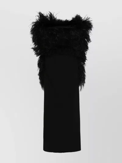 Sportmax Black Feathered Midi Dress