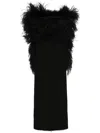 Sportmax Feather-trim Square Neck Midi Dress In Black