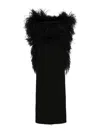 Sportmax Feather-trim Square Neck Midi Dress In Black