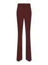 Sportmax Febe Flared Trousers In Stretch Wool Twill In Burgundy