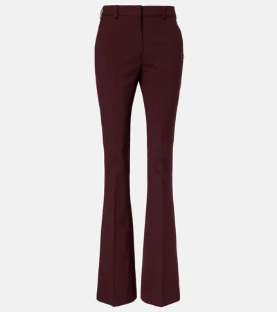Sportmax Febe High-rise Wool-blend Flared Pants In Burgundy