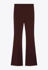 Sportmax Febe Wool Flared-leg Tailored Pants In Burgundy