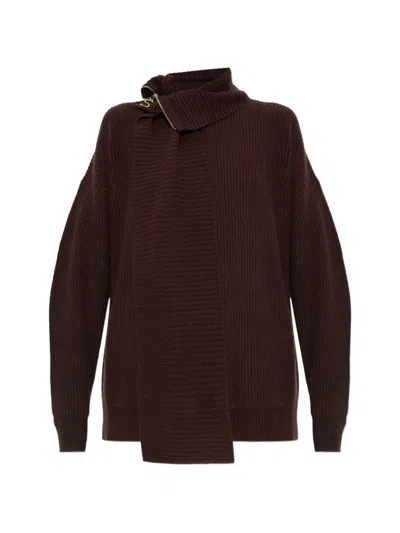 Sportmax Feltro Zip-fastening Sweater In Brown
