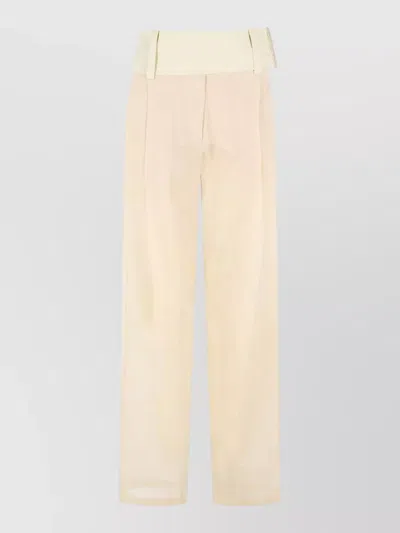 Sportmax Ferito Wide Leg Cotton Voile Trousers In Gray