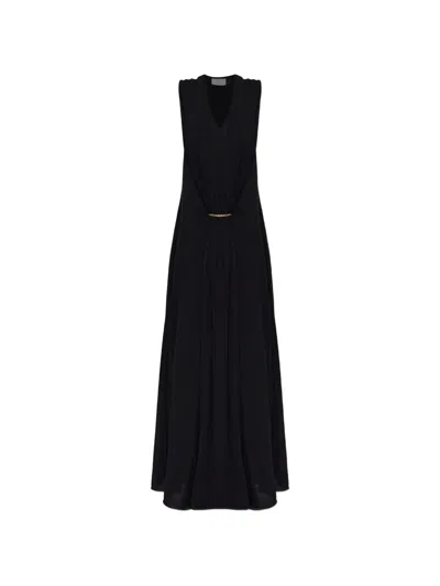 Sportmax Gathered Embellished Stretch-jersey Maxi Dress In Black