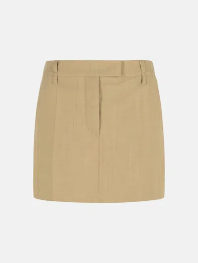 Sportmax 'fify' Beige Brown Virgin Wool Miniskirt