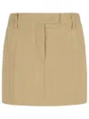 Sportmax Fify Beige Brown Virgin Wool Miniskirt In Brown