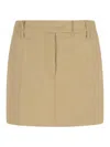 Sportmax Fify Beige Brown Virgin Wool Miniskirt In Brown