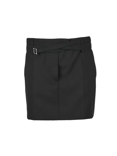 Sportmax Fify Mini Skirt In Premium Virgin Wool With Functional Pockets In Black