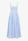 Sportmax Filmato Sleveless Cotton Striped Midi Dress Dresses Multicolor In Blue