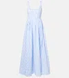 Sportmax Filmato Sleveless Cotton Striped Midi Dress Dresses Multicolor In Blue