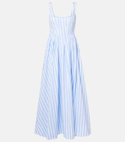 Sportmax Filato Striped Cotton Sleeveless Midi Dress In Blue