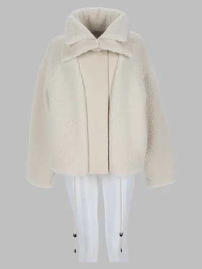Sportmax Filtro Shearling Jacket In Neutral
