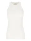 Sportmax Ribbed Texture Sleeveless Top With Chest Pocket In White