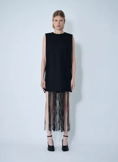 Sportmax Finnici Fringe Midi Dress In Black