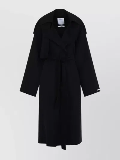 Sportmax Fiore Ankle-length Wool Coat In Black