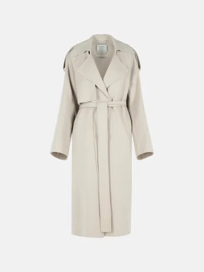 Sportmax 'fiore' Beige Virgin Wool Coat In White
