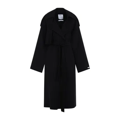 SPORTMAX FIORE BLACK VIRGIN WOOL COAT