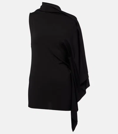 Sportmax Fiorella Asymmetric Jersey Top In Black