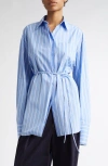 Sportmax Lapel Long-sleeved Dress In Light Blue