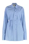 Sportmax Lapel Long-sleeved Dress In Light Blue