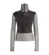 Sportmax Valdai Embellished Fishnet Crop Top In Black