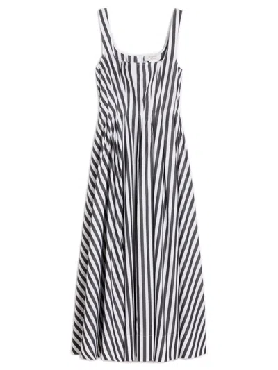 Sportmax Fit-and-flare Cotton Dress With Square Neckline In Black