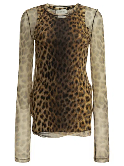 Sportmax Fitted Animalier Top Tops Brown