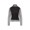 Sportmax Sheer Fishnet Long-sleeve Fitted Top With High Neck In Black