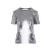 Sportmax Fitted Grey T-shirt With Hexagonal Sequin Detailing In Metallic