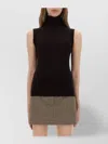 Sportmax Fitted High Neck Sleeveless Jersey Top In Black