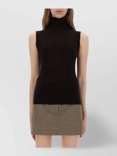 Sportmax Fitted High Neck Sleeveless Jersey Top In Black
