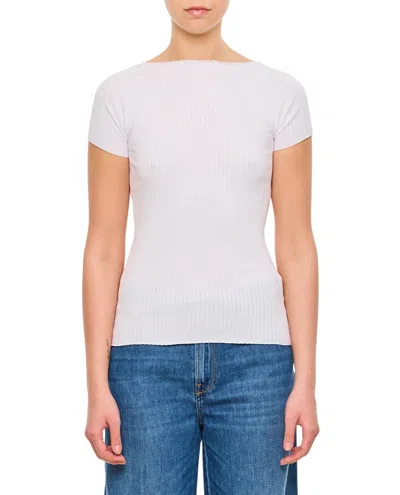 SPORTMAX FITTED KNITTED TOP WITH SHORT SLEEVES