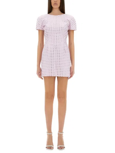 Sportmax Fitted Mini Dress With Rhinestones - Size S In Pink