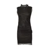 Sportmax Fitted Mini Dress With Textured Mesh Overlay In Black