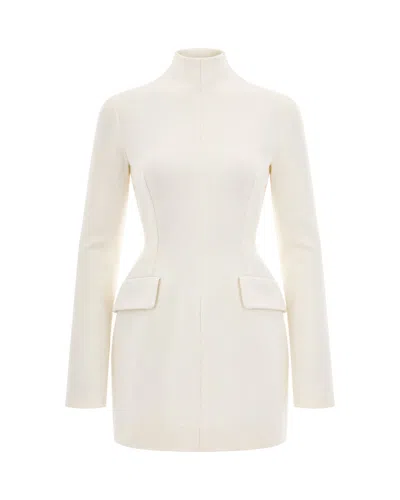 Sportmax Fitted Mock-neck Mini Dress In White