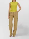 Sportmax Fitted Sleeveless Top Crew Neck Style In Yellow