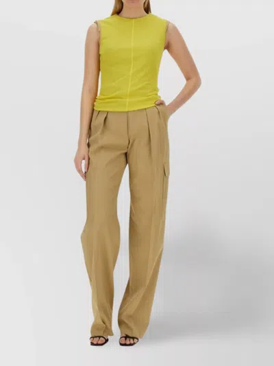 Sportmax Fitted Sleeveless Top Crew Neck Style In Yellow