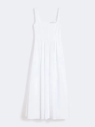 Sportmax Fitted Waist Dress With Flared Skirt And Square Neckline In White