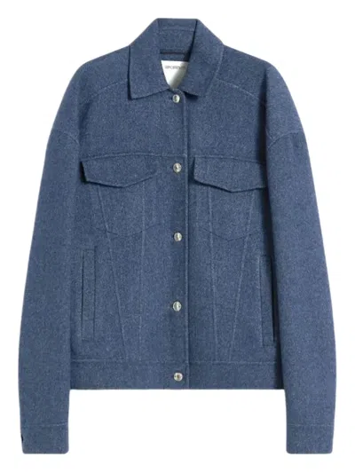 SPORTMAX FLAP-POCKET METAL-BUTTON WOOL JACKET