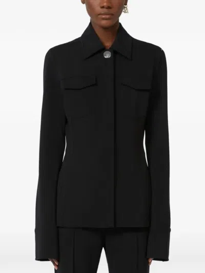 Sportmax Flap-pockets Crepe Shirt Jacket In Black
