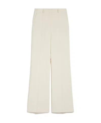 Sportmax Flared-leg Cotton Trousers In White