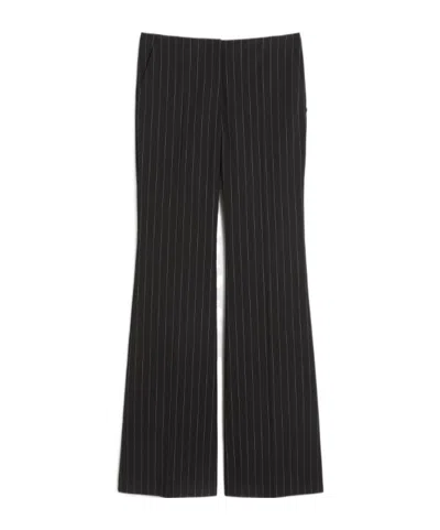 Sportmax Flared Pinstripe Wool Trousers - Black