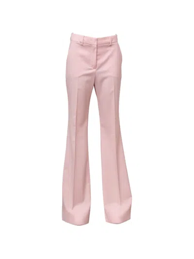 Sportmax Flare Silhouette Natural Wool Long Pants In Pink