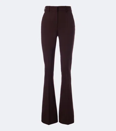 Sportmax Flared Wool-blend Pants In Burgundy