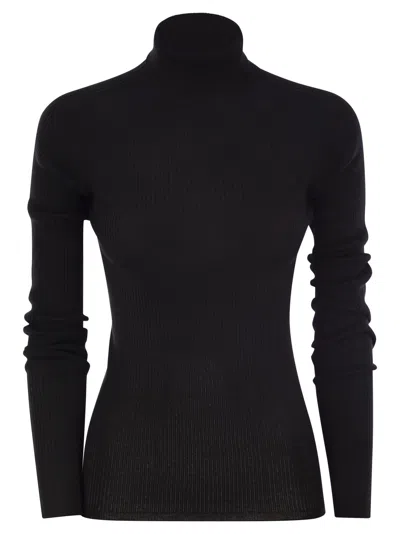 Sportmax Flavia Turtleneck Sweater In Virgin Wool In Black