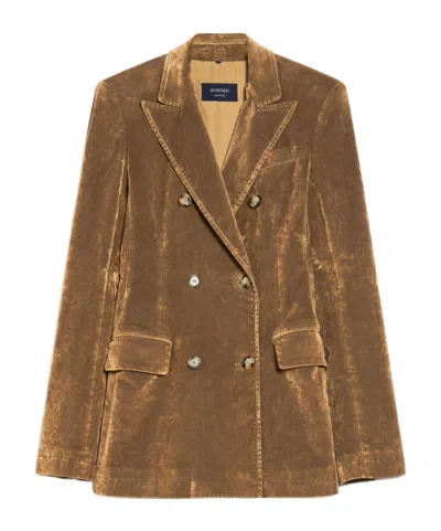 Sportmax Flocked Denim Suit Coat In Brown